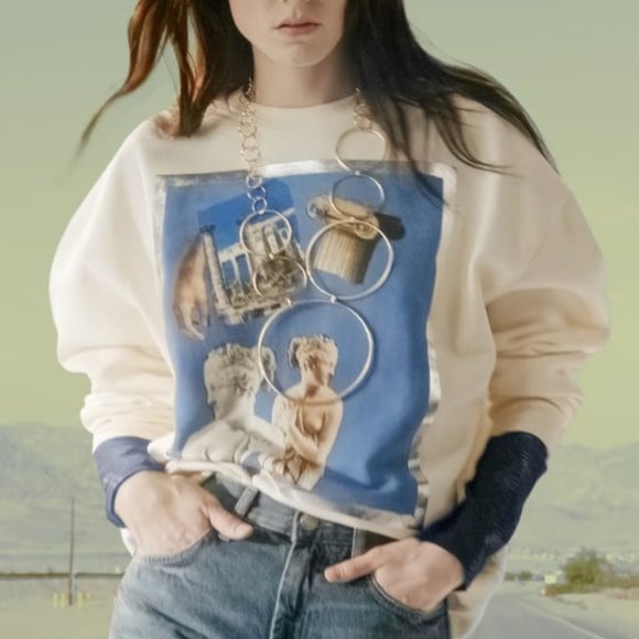 NWT VENUS ITALICA FLORENCE ART PRINT BEIGE ECRU SWEATSHIRT. - Picture 1 of 4